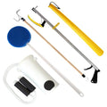 5-piece hip kit with reacher, sock aid, dressing stick, sponge, and shoe horn