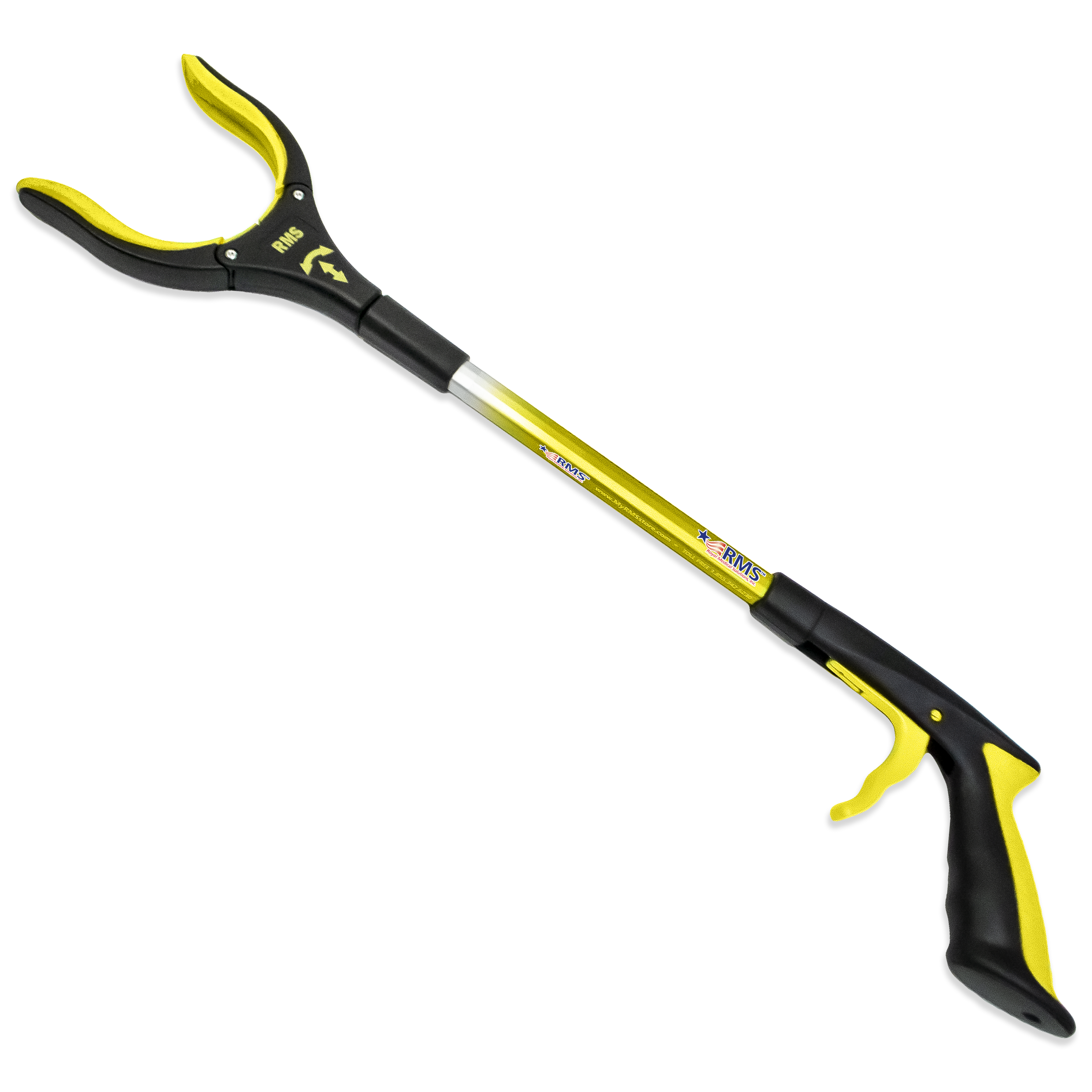 21-inch yellow grabber reacher with rotating gripper